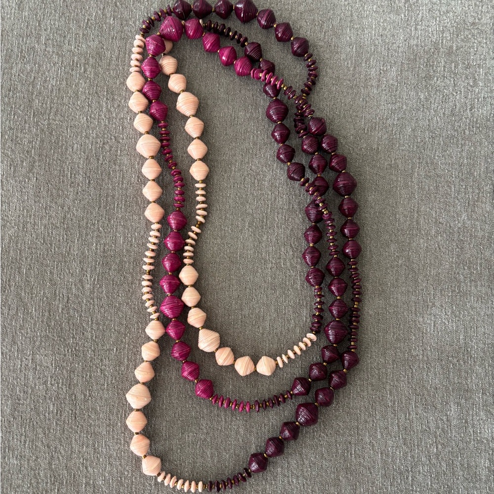 Noonday Collection Fair Trade Paper Bead Necklace – Plum & Blush Pink